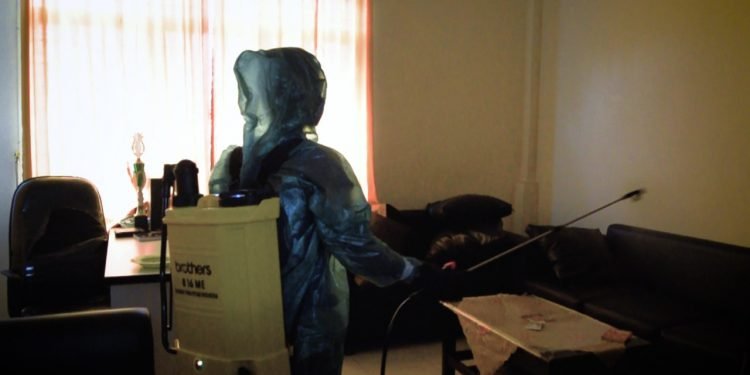 Penyemprotan Disinfektan di Lingkungan Pesantren Al-Andalus